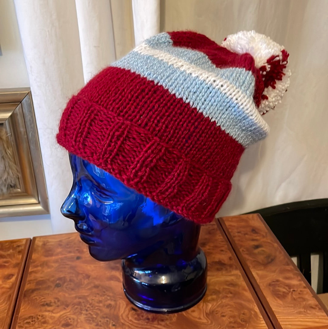 Philadelphia baseball pompom hand knit beanie