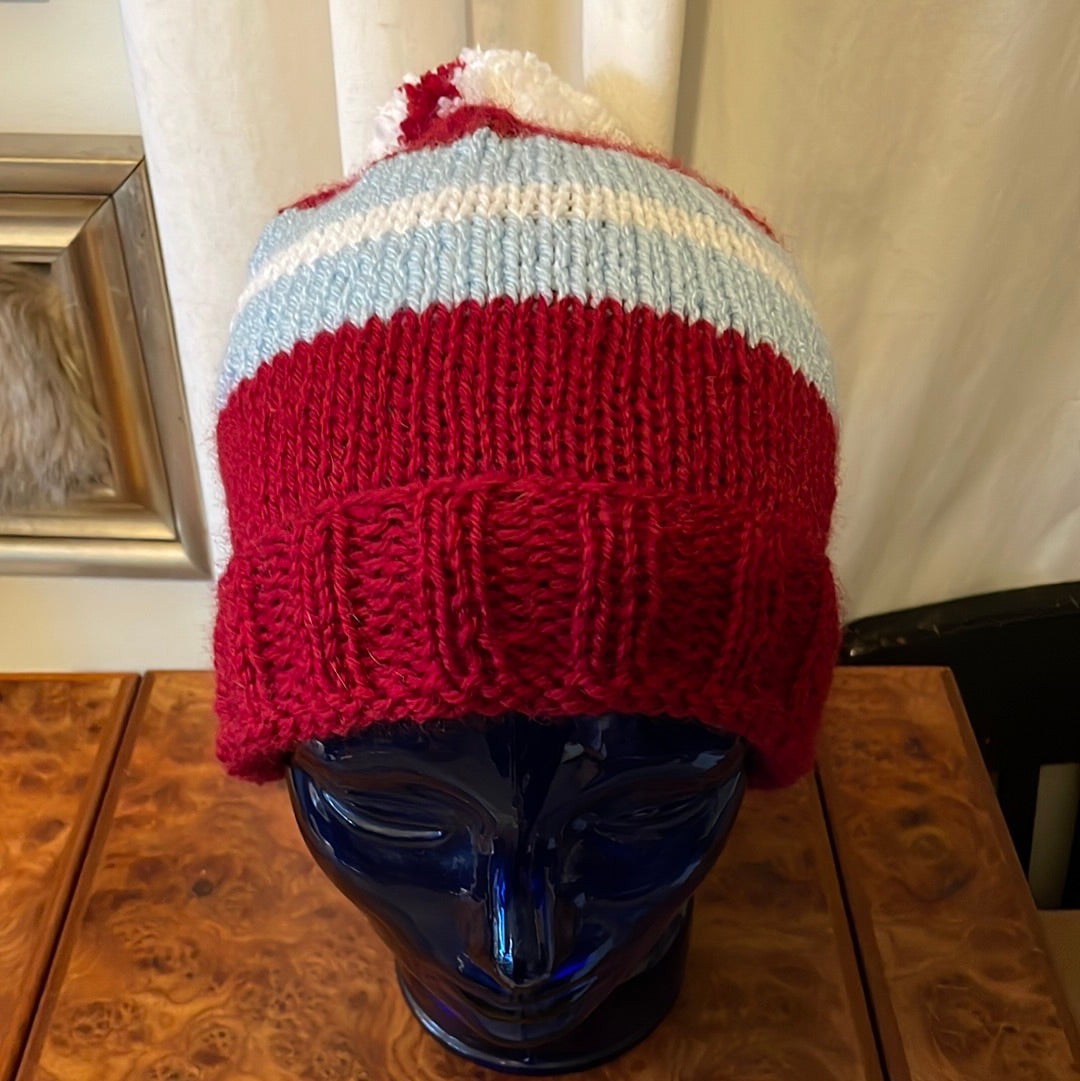 Philadelphia baseball pompom hand knit beanie