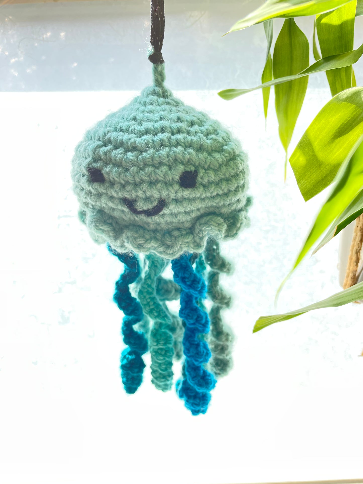Hand crocheted jellyfish amigurumi
