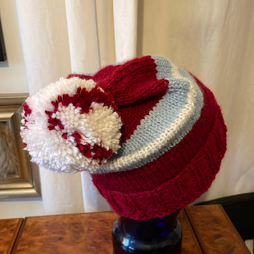 Philadelphia baseball pompom hand knit beanie