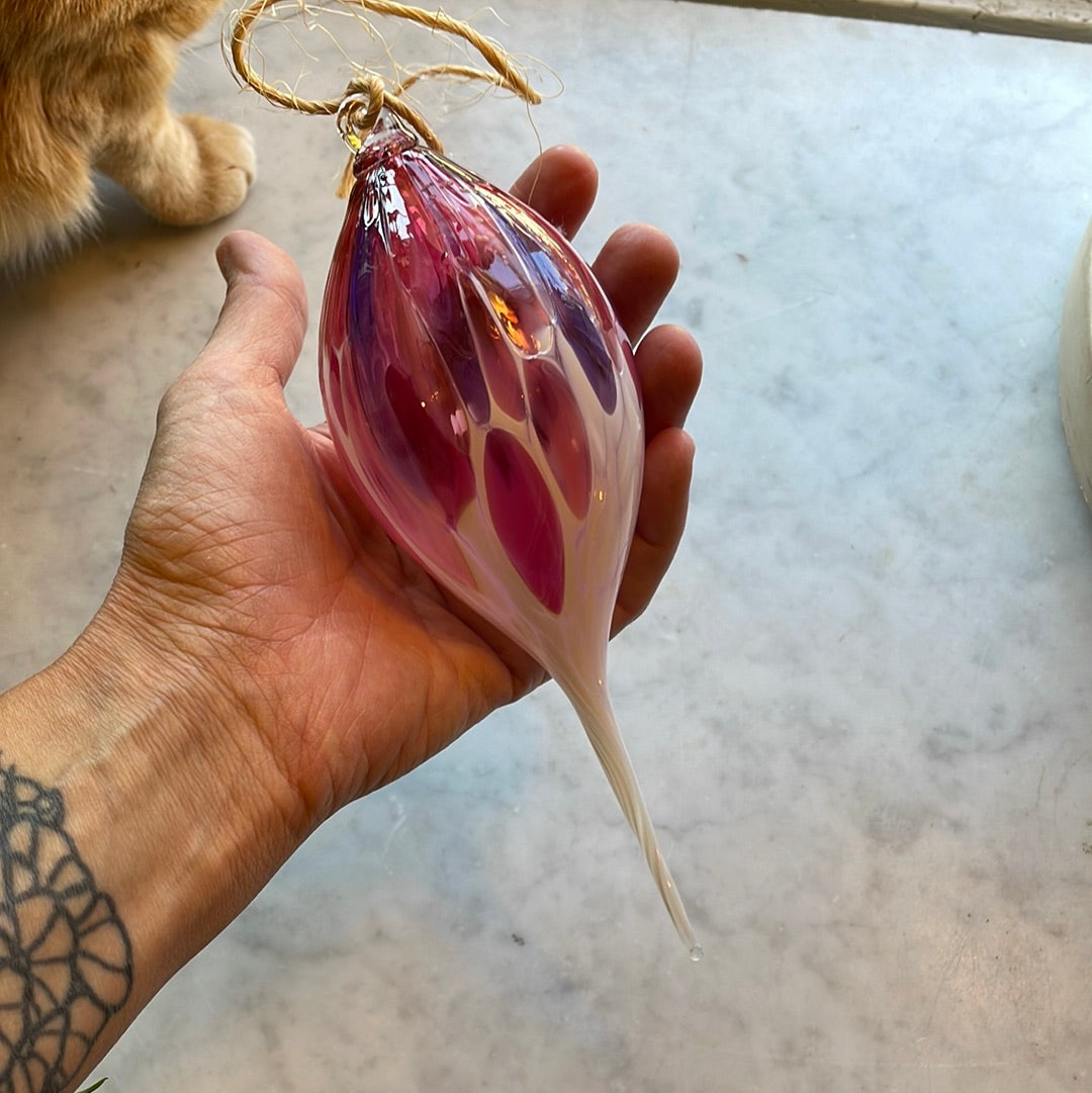 Pink Handblown glass finial ornament
